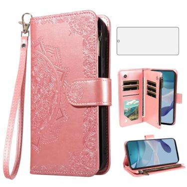 Imagem de Asuwish Capa de celular para Motorola Moto G 5G 2023 capa carteira celular com protetor de tela de vidro temperado e flor flip porta-cartão de crédito suporte suporte G5G 5 G G5 mulheres homens ouro