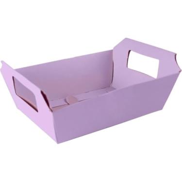 Imagem de Kit 10 Cestinhas de Papel Coloridas 18x12x5cm – Para Presentes, Chocolates, Lembrancinhas e Decoração do Dia das Mães (Candy Violeta,30 UNIDADES)