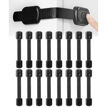 Imagem de Bates- Fechaduras de alça de segurança para crianças, pacote com 6, fechaduras pretas para armário de bebê, fechaduras de banheiro à prova de bebê, fechaduras de gaveta à prova de crianças, fechaduras