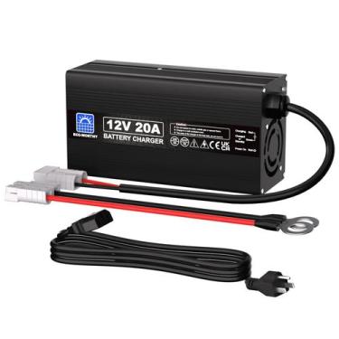 Imagem de Carregador de bateria ECO-WORTHY 12V 20A de lítio LiFePO4 com conector