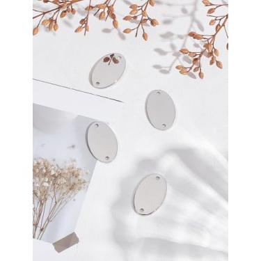 Imagem de Pingentes de etiqueta em branco com estampagem oval, pingentes de liga de zinco, pingentes pendurados para mulheres, colar faça você mesmo, pulseira, joias, chaveiro, bolsa, decoração, 30 x 19 x 1,3