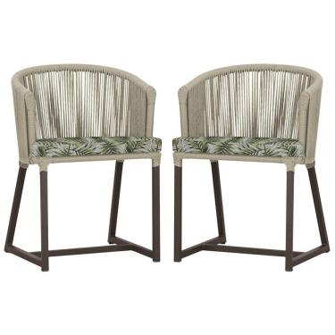 Imagem de 2 Cadeiras De Jantar Noronha Marrom Corda Náutica E5 Trama Rami