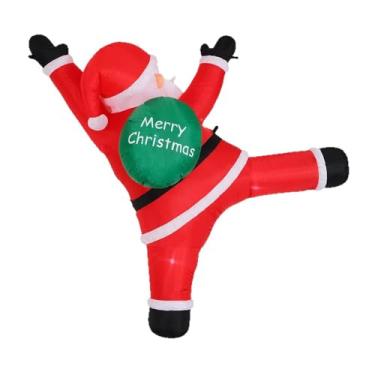 Imagem de oshhni Papai Noel inflável de 300 cm para pendurar, decoração natalina inflável para exteriores, com LED, ideal para festas, feriados, pátios, telhados e
