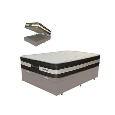 Imagem de Cama Box Baú Casal Suede + Colchão Esplendor Molas Ensacadas Luckspuma 138x188x75 Cor:cinza