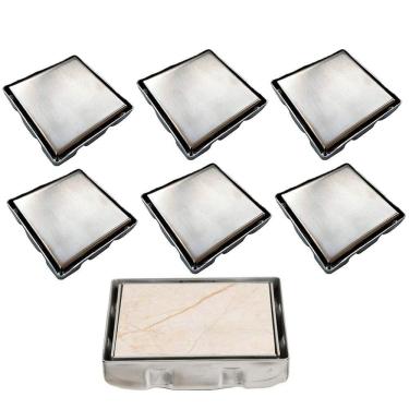 Imagem de Ralo Oculto Invisivel 15x15 Discreto Kit 7 Uni Aço Inox Cozinha Lavabo Banheiro Varanda Lavanderia Higiene Discreto