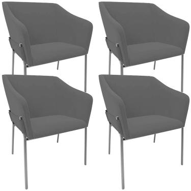 Imagem de Kit 4 Cadeiras Para Sala De Jantar Estar Living Olívia L02 Suede Preto - Lyam Decor