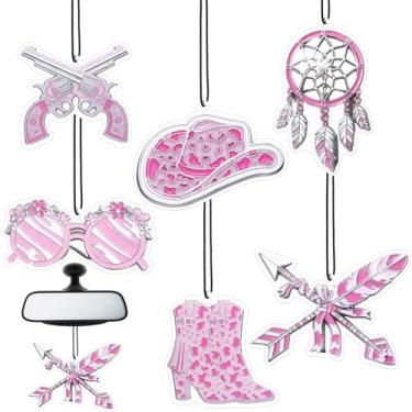 Imagem de Loopeer 6 peças boho, ocidental, ambientador de carro, botas de caubói, chapéu de caubói, lua, boho, sino, pistola, desodorizadores de ar para carros, espelho, armário, gaveta, vaqueira, acessórios