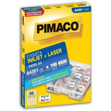 Imagem de Etiqueta Inkjet Laser A4 A4351 100 Folhas 21.2 x 38.2mm Pimaco