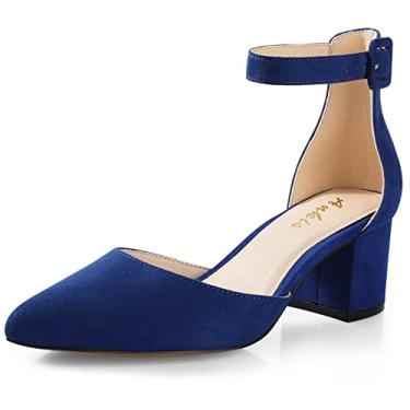 Imagem de Ankis Sandálias de salto alto preto dourado prateado para mulheres bico aberto tira no tornozelo salto grosso sandálias festa casamento tiras fivela sandálias tamanho padrão 7,5 centímetros de altura