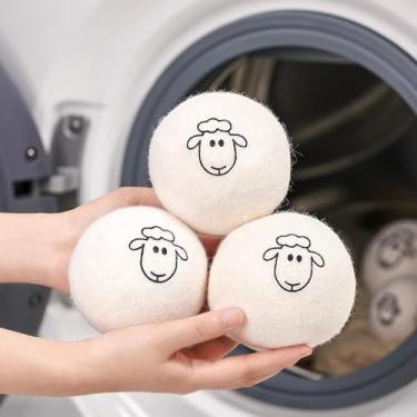 Imagem de 1/2 bolas de secador de lã, reutilizáveis, amaciante, bola de lavagem doméstica, kit seco de lã, acessórios para máquina de lavar roupa doméstica (1 peça, cordeiro, 4 cm)