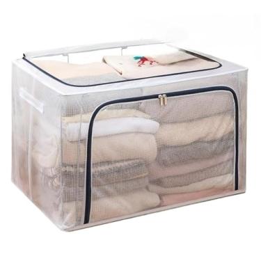 Imagem de Caixa Organizadora Transparente 24L 66L 100L c/Zíper PVC, À Prova d'Água e Umidade, para Casa e Guarda-Roupas (Transparente-100L,1)