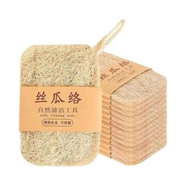 Imagem de Conjunto De 6 Panos De Limpeza Naturais De Bucha (Luffa) Para Cozinha 