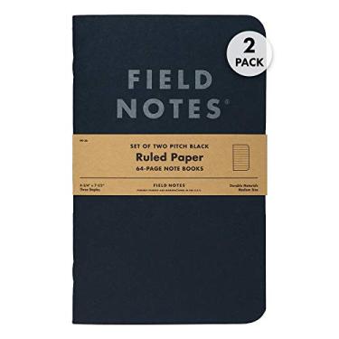 Imagem de Field Notes Pacote com 2 cadernos pretos (12 cm x 19 cm), pautados, 64 páginas | Caderno EDC de bolso fino com papel 90 GSM e capa de bolso | Cadernos de trabalho para anotações | Feito nos EUA