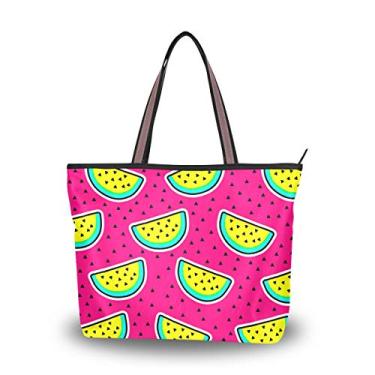 Imagem de ColourLife Bolsa tote com alça superior Cosmic Crazy Watermelon Bolsa de ombro para mulheres e meninas, Multicolorido., Large