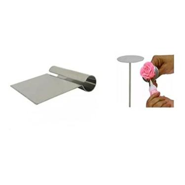 Imagem de Espátula Multiuso Cabo Tubular Inox + Kit 2 Suportes De Rosa