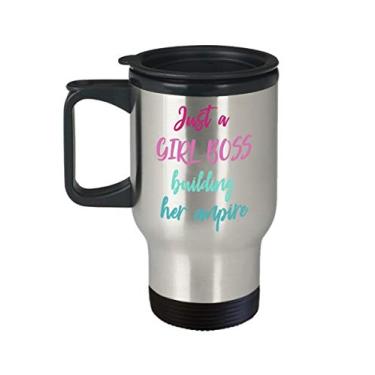 Imagem de Caneca de viagem Just A Girl Boss Building Her Empire – Caneca de café de cacau quente divertido – ideia de de Natal
