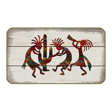 Imagem de UINHMOP Capacho decorativo de arte abstrata Kokopelli do sudoeste nativo americano 46 cm × 76 cm, tema retrô inspirado tribal, tapetes de boas-vindas para casa, banheiro, cozinha, sala de estar