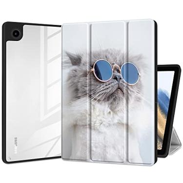 Imagem de Batianda Capa para Samsung Galaxy Tab A8 10,5 polegadas modelo 2022 (SM-X200/X205/X207) capa à prova de choque com capa traseira transparente transparente TPU amortecedora automática