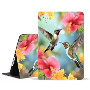 Imagem de ZXHSBROK Capa para Samsung Galaxy Tab S9 FE 5G 10,9 polegadas e Galaxy Tab S9 11 polegadas 2023 - Capa fólio dobrável de couro PU fina com hibernar/despertar automático, flores de beija-flor