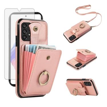 Imagem de Asuwish Capa de celular para Samsung Galaxy A53 5G carteira com protetor de tela e alça transversal anel suporte RFID porta-cartão de crédito A 53 G5 53A SM A536U 6,5 polegadas 2022 mulheres meninas