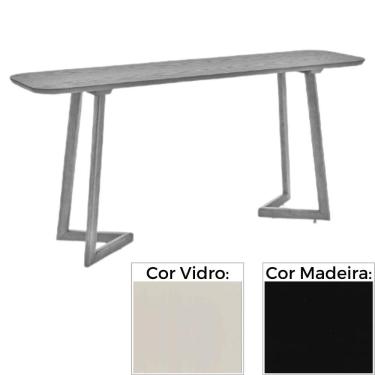 Imagem de Aparador MH-5345 Herval 160 cm Madeira Laca Fosca Preta Vidro Off White Base Preta