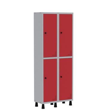 Imagem de Roupeiro Aco Light 2v 04 Portas Gr302/4 Cinza/Vermelho