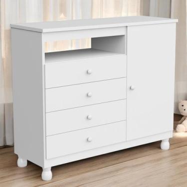 Imagem de Cômoda Sapateira Bebê Baby Bela 1 Porta 4 Gavetas Grandes Reforçada Ar