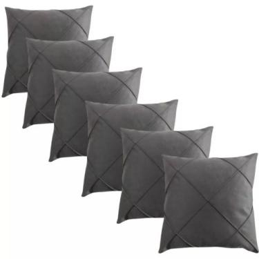 Imagem de Kit 06 Capas de Almofada Suede Drapeada 45x45cm Decorativas Sala Quart