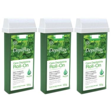 Imagem de Combo 3 refil cera roll on hortelã 100g depilação depilflax