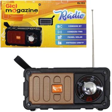 Imagem de Caixa De Som Rádio Solar Recarregável USB Bluetooth Lanterna - Genéric