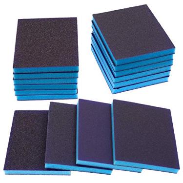 Imagem de BokWin 16 peças de esponja de lixamento 60 grãos / 100 grãos / 120 grãos / blocos de lixa de 220 grãos, kit de esponja de areia lavável e reutilizável (incluindo 4 tipos variados grossos, médios,