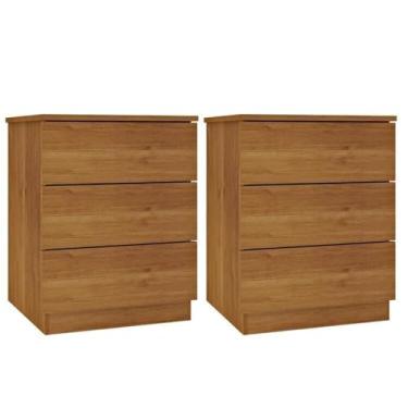 Imagem de Kit 2 Mesas de Cabeceira 3 Gavetas Veronna Cinamomo