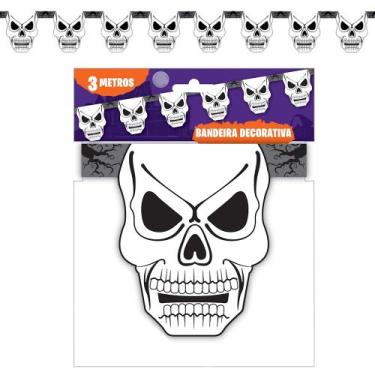 Imagem de Bandeirinha Festa Halloween dia das Bruxas Caveira 3 Metros - Toy Mast