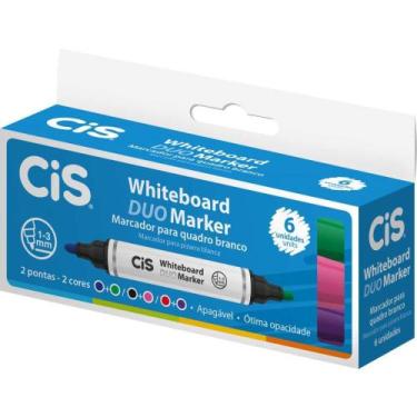 Imagem de Pincel Quadro Branco CIS Duo Marker 2 Pontas e 2 Cores - Caixa com 6 U