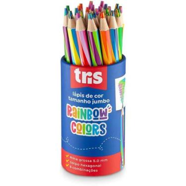 Imagem de Lápis de COR Jumbo TRIS Rainbow - 6 Combinações de COR - Pote com 24 U