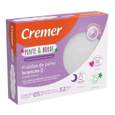 Imagem de Caixa C/ 5 Unidades De Fraldas Pinte Borde Luxo Branca - Cremer