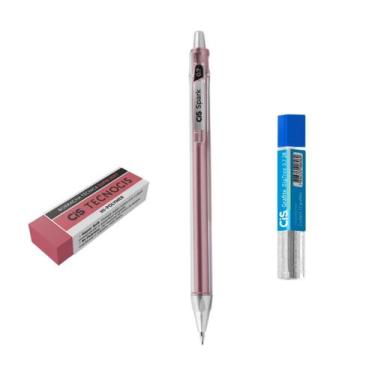 Imagem de Kit Lapiseira Spark 0.7mm Rosa Metálico +Grafite+Borracha VM - CIS