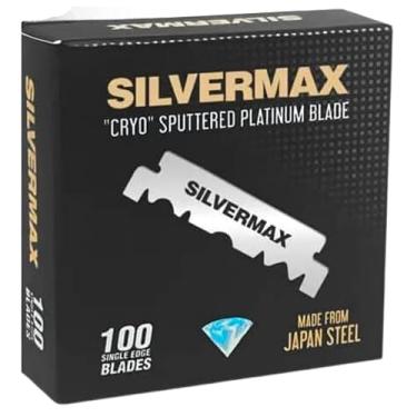 Imagem de Lâminas de barbear Silvermax da the shave factory Japan Steel com borda única, 100 peças