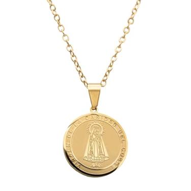 Imagem de Colar de medalha Virgen de la Caridad del Cobre de aço inoxidável Catholic Town (disponível nas cores ouro e prata), Aço inoxidável, Sem Pedra Preciosa