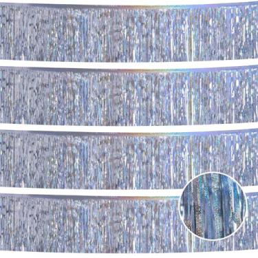 Imagem de Guirlanda de Tinsel Prateada YUKL - 12 Pés (Pacote com 4) - Decoração 