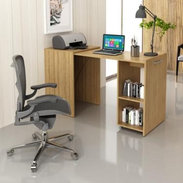 Imagem de Mesa Articulável com 2 Nichos para Home Office ME4170 Amêndoa Tecnomobili