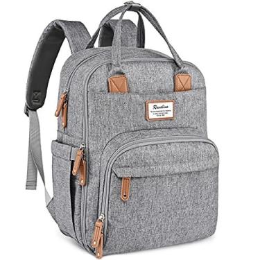 Imagem de Mochila de saco de fraldas, ruvalino Multifunction Travel Back Pack Maternidade Baby Trocando Sacos, Grande Capacidade, Impermeável e Elegante, Cinza
