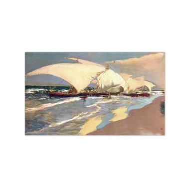 Imagem de Famosas impressões em tela de reprodução - arte de parede para decoração moderna de sala de estar (barcos) 30x50cm-12x19in sem moldura