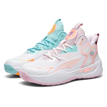 Imagem de Bolognifi Tênis de basquete duráveis ​​de cano alto para homens/mulheres com design elegante de bloqueio de cores Equipamento de basquetebol(Two Tone,34 BR)
