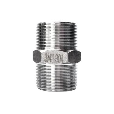 Imagem de Conexão Niple 3/4 Aço Inox 304 Duplo Sextavado Hexagonal
