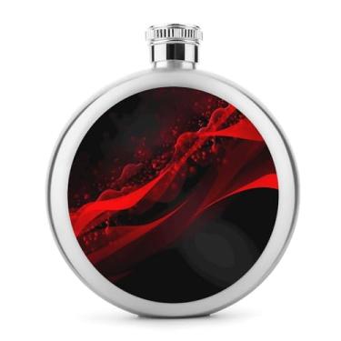 Imagem de Cantil de aço inoxidável, fundo preto e vermelho com impressão de bolso cantil garrafa de viagem portátil garrafa de licor portátil cantil de metal