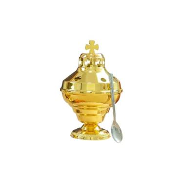 Imagem de RZRHMUHN Igreja Ortodoxa Suprimentos de Missa Estilo Grego Queimador de Incenso Santo Graal com Colher Presente Religioso Decoração de Altar (Queimador de Incenso)