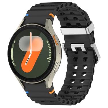 Imagem de Sodhad Pulseira de silicone macio compatível com Samsung Galaxy Watch 7 de 44 mm e 40 mm e pulseiras esportivas respiráveis para Galaxy Watch 7 6 5 4 de 44 mm e 40 mm / 6 Classic de 43 mm 47 mm / 5