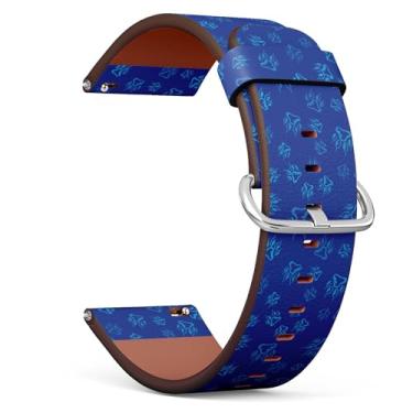 Imagem de THAZEE Pulseira para smartwatch Fossil Gen 5E 42 mm/6 42 mm, Fossil Venture Gen 4 HR/Gen 3 feminina e masculina, 18 mm (ícone de impressão de pata azul isolado)