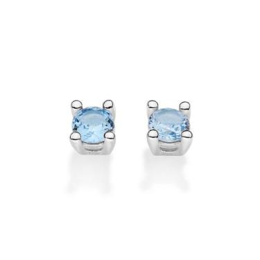 Imagem de Brinco Solitário Prata 925 com Zircônia Azul Rommanel 820276, Prata